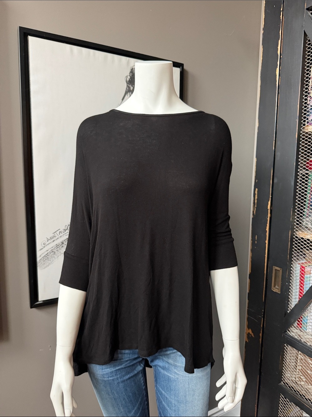 Black Women’s Boatneck Swing Top